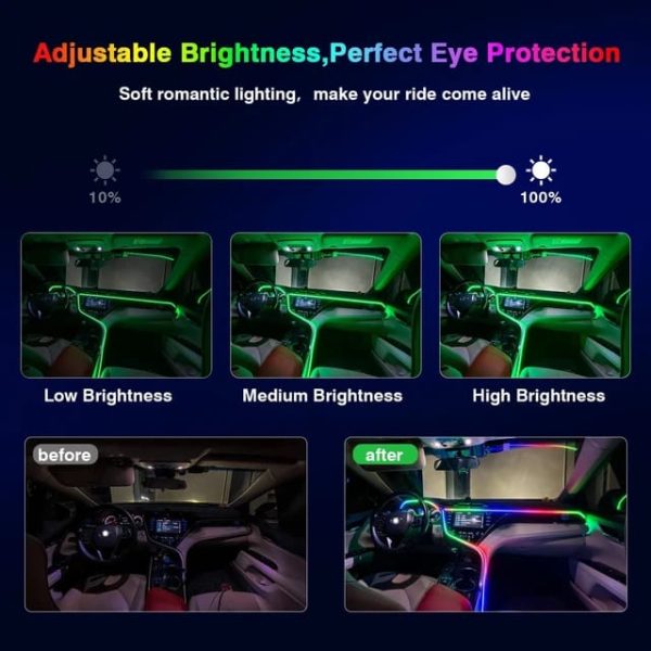 LED Car Interior Light – USB RGB Neon Strip with App Control